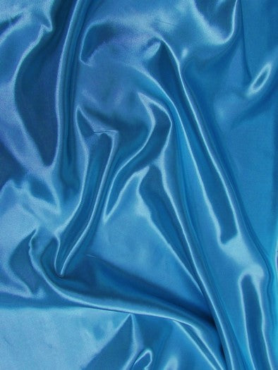 Solid Shiny Bridal Satin Fabric / Turquoise / Sold By The Yard