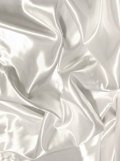 Solid Shiny Bridal Satin Fabric / White / Sold By The Yard