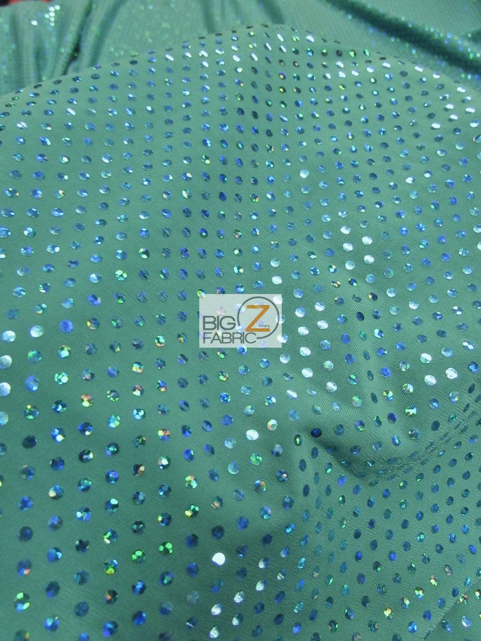 Small Dot Confetti Sequin Spandex Fabric / Jade/Jade Dots / Sold By The Yard