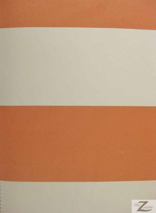 4" Stripe Canvas Deck Outdoor Waterproof Anti-uv Vinyl Fabric / Orange/Ivory / Sold By The Yard