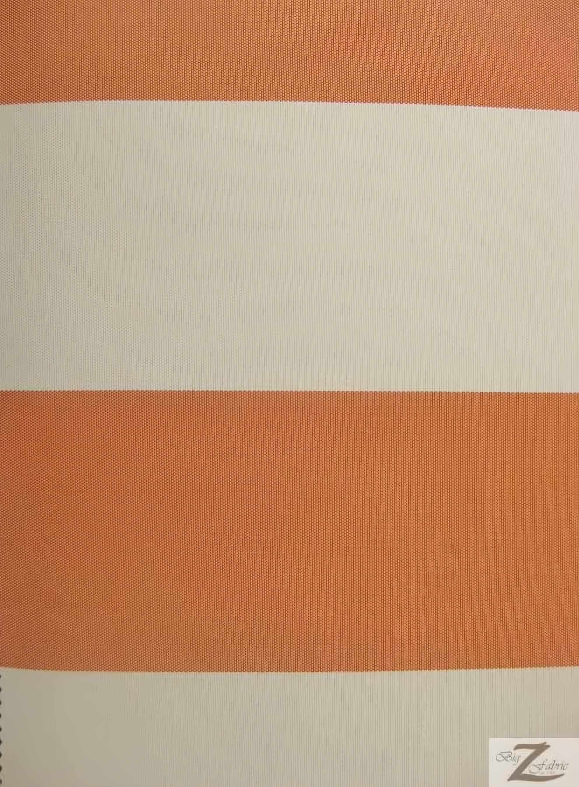 4" Stripe Canvas Deck Outdoor Waterproof Anti-uv Vinyl Fabric / Orange/Ivory / Sold By The Yard