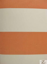 4" Stripe Canvas Deck Outdoor Waterproof Anti-uv Vinyl Fabric / Orange/Ivory / Sold By The Yard