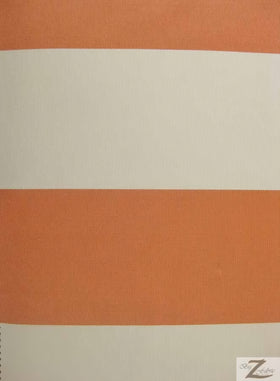 4" Stripe Canvas Deck Outdoor Waterproof Anti-uv Vinyl Fabric / Orange/Ivory / Sold By The Yard
