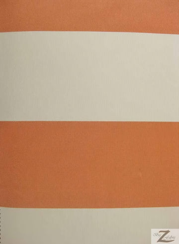 4" Stripe Canvas Deck Outdoor Waterproof Anti-uv Vinyl Fabric / Orange/Ivory / Sold By The Yard