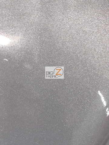 Vinyl Faux Fake Leather Sparkle Glitter Fabric / Dark Silver / By The Roll - 30 Yards