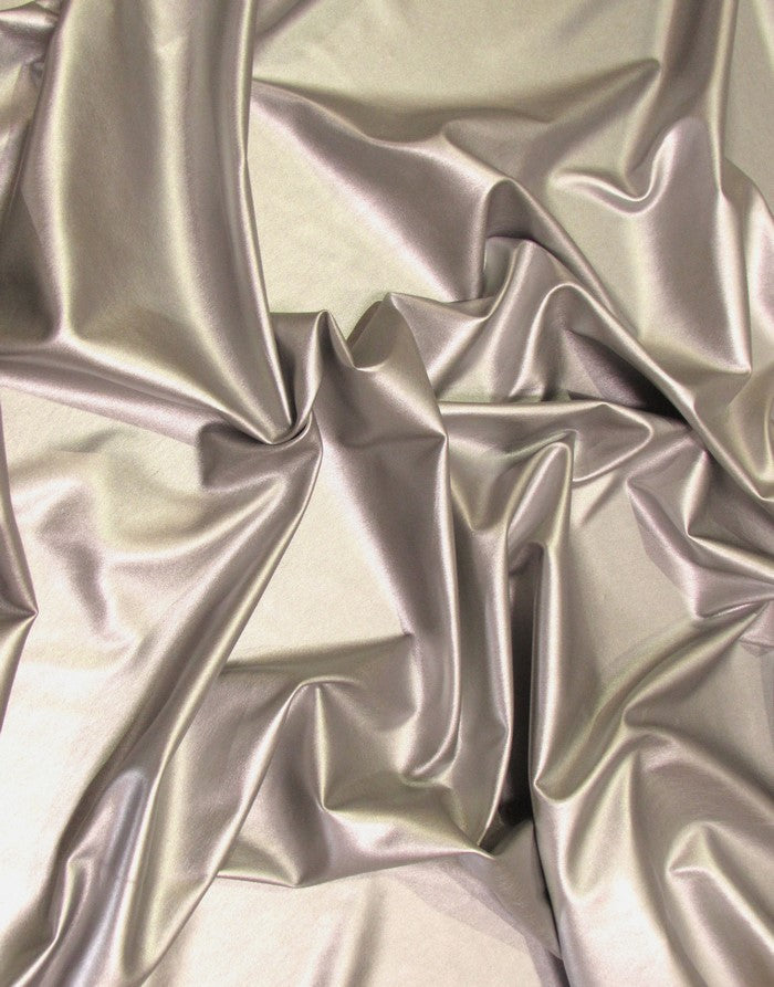 Solid Two Way Stretch Spandex Costume Dance Vinyl Fabric / Silver / Sold By The Yard
