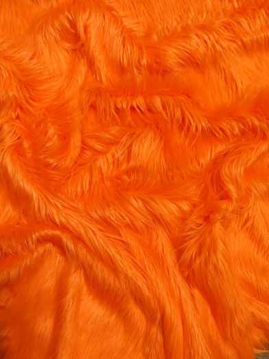 Faux Fake Fur Solid Gorilla Animal Long Pile Fabric / Orange / Ecoshag 15 Yard Bolt