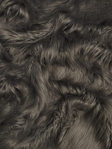 Pewter Solid Gorilla Animal Long Pile Faux Fur Fabric / Sold By The Yard