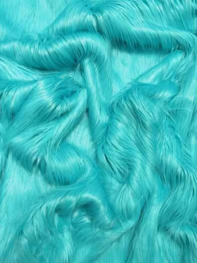 Turquoise Solid Gorilla Animal Long Pile Faux Fur Fabric / Sold By The Yard