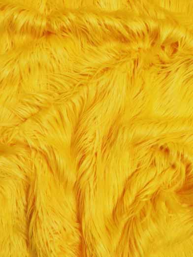 Faux Fake Fur Solid Gorilla Animal Long Pile Fabric / Yellow / Ecoshag 15 Yard Bolt