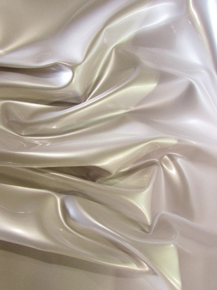 White/Pearl Solid Fetish Wet Glossy Upholstery Leather Vinyl Fabric / Sold By The Yard