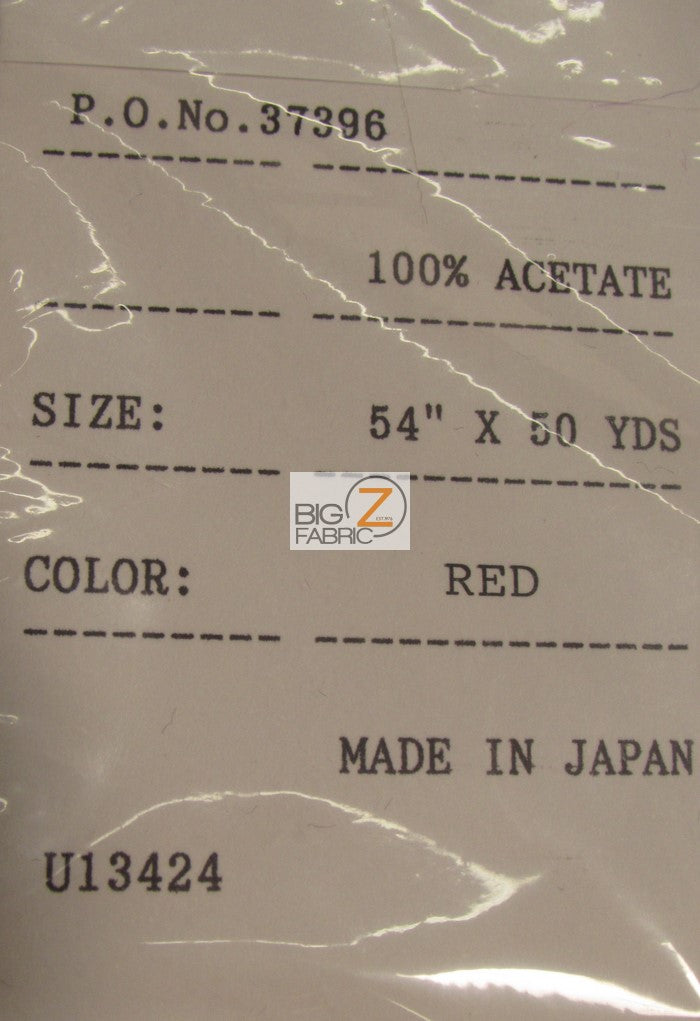Super Heavy Solid Japanese Satin Fabric / Red / Sold By The Yard
