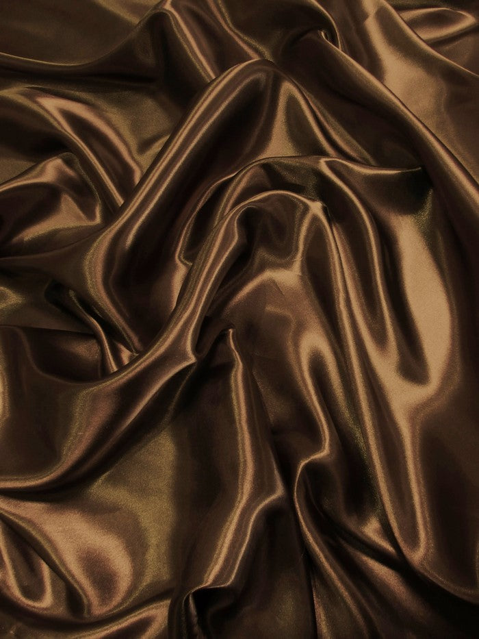 Solid Medium Weight Shiny Satin Fabric / Dark Brown