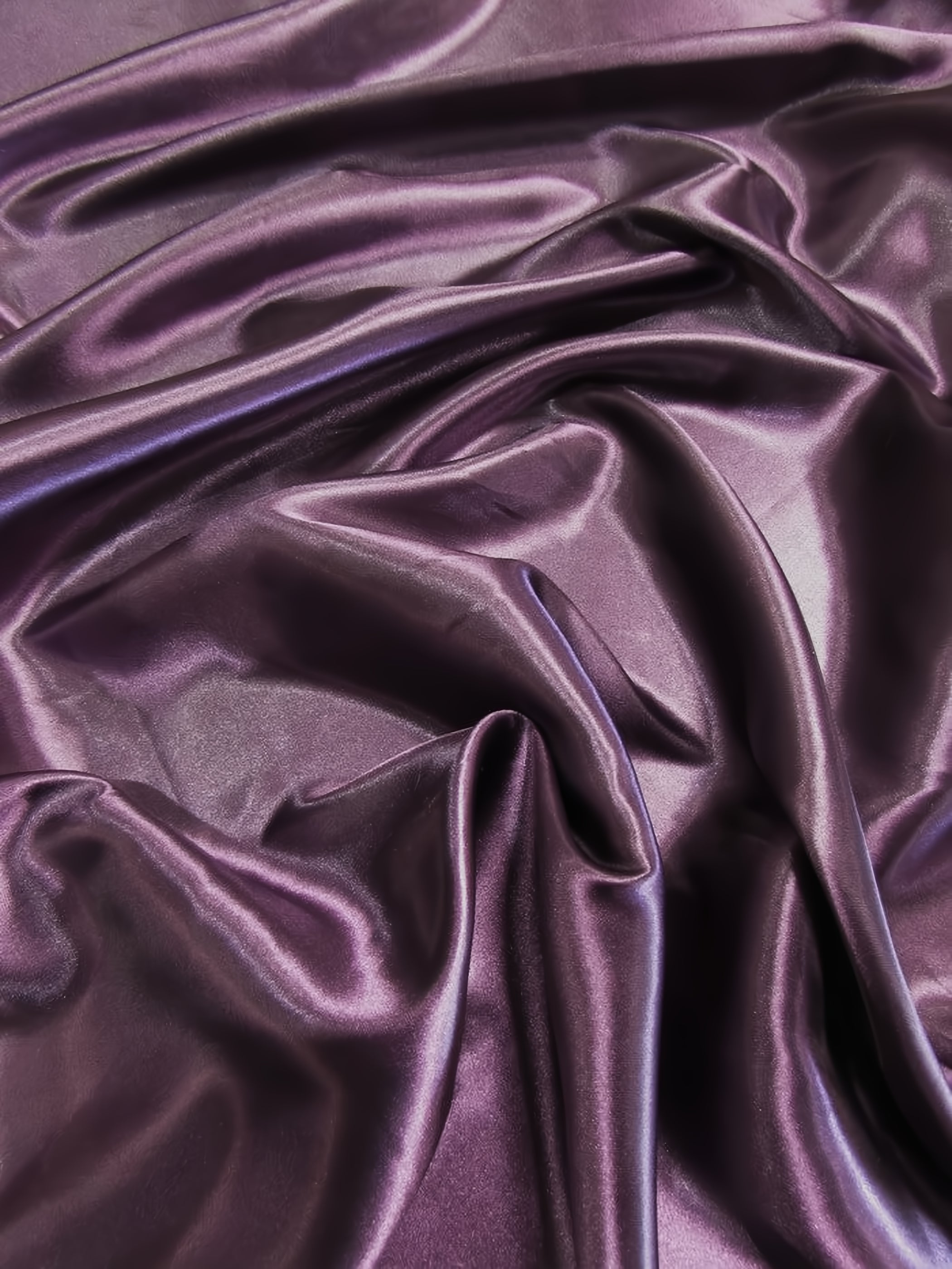 Solid Medium Weight Shiny Satin Fabric / Eggplant