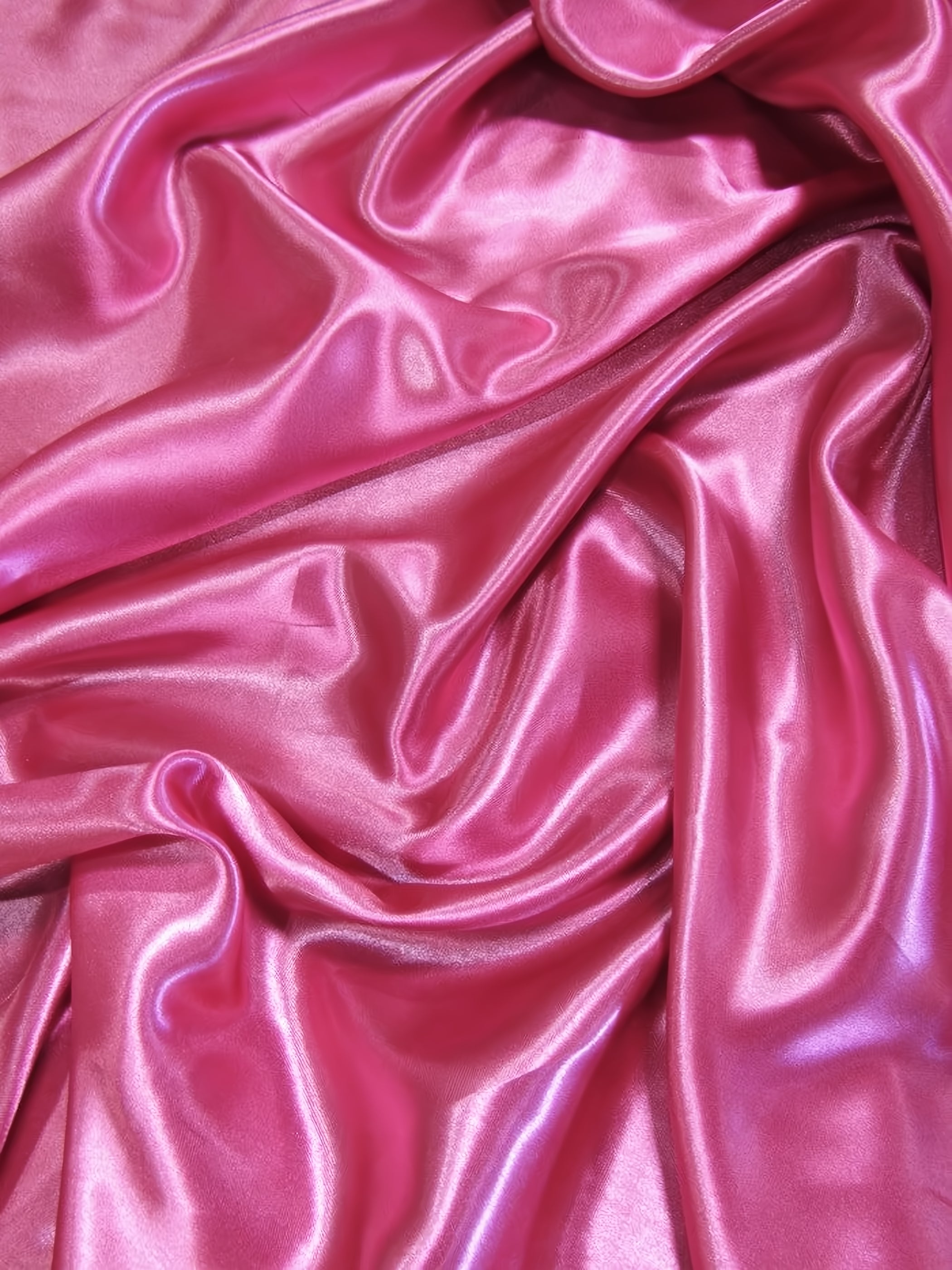 Solid Medium Weight Shiny Satin Fabric / Fuchsia