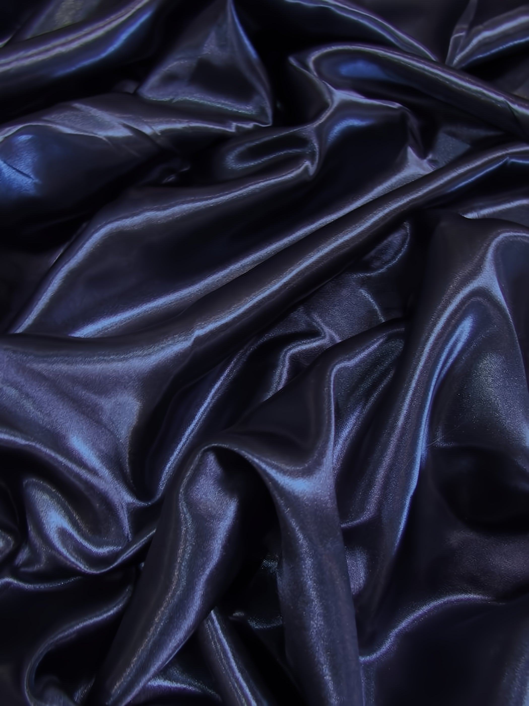 Solid Medium Weight Shiny Satin Fabric / Navy Blue / Sold By The Yard