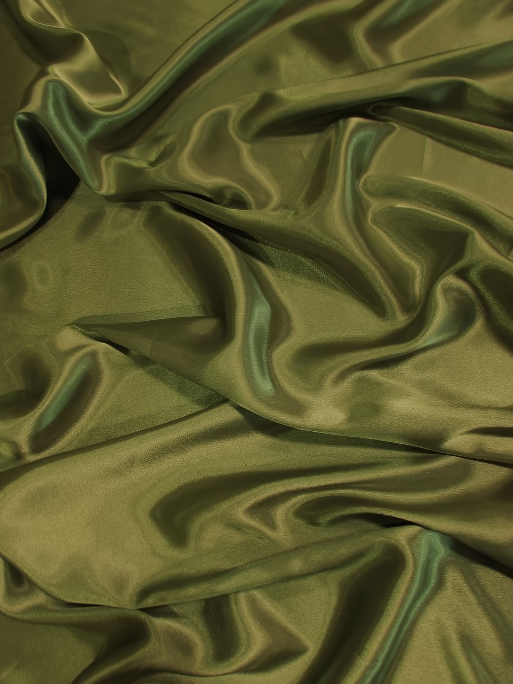 Solid Medium Weight Shiny Satin Fabric / Olive