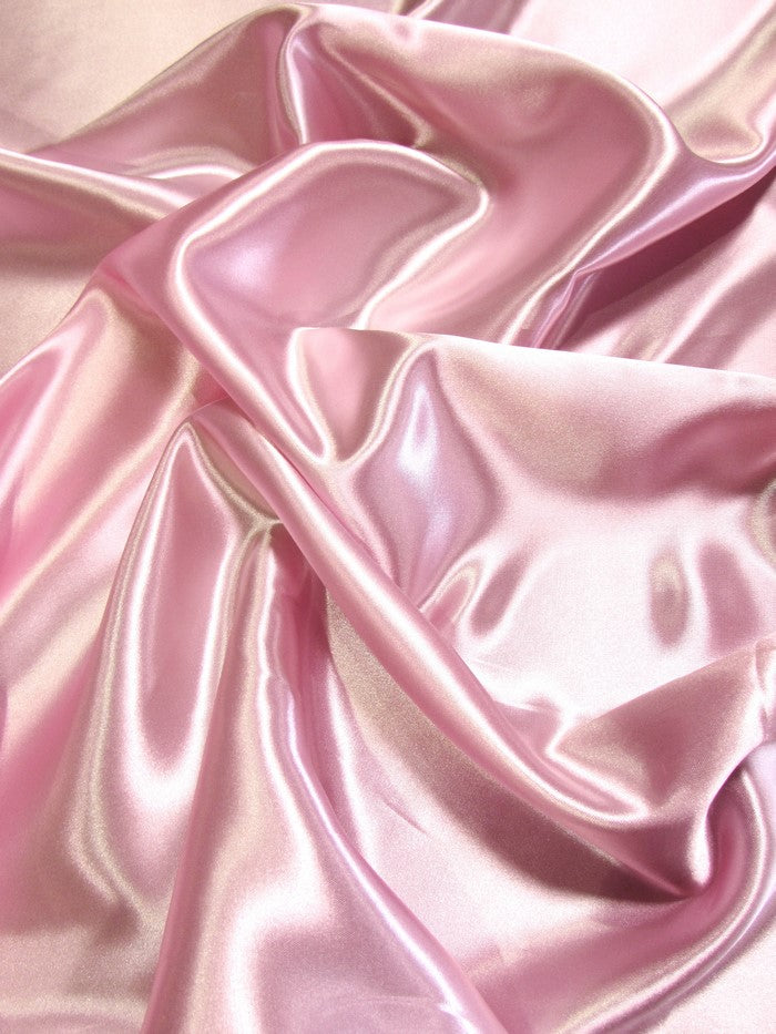 Solid Medium Weight Shiny Satin Fabric / Pink