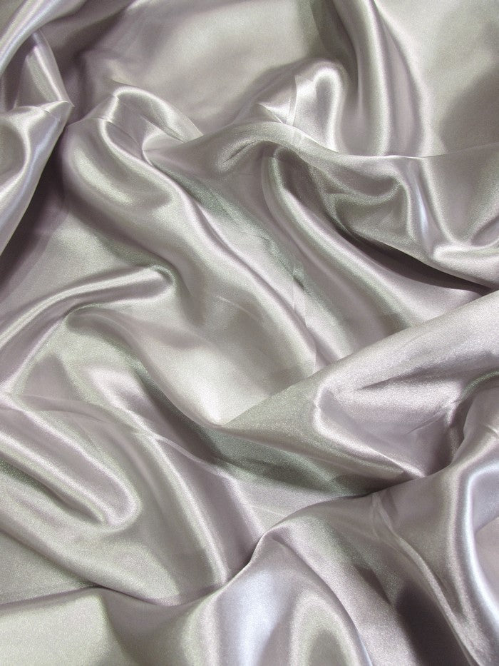 Solid Medium Weight Shiny Satin Fabric / Silver