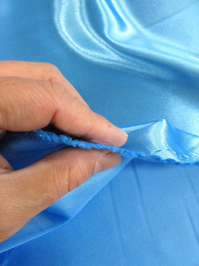 Solid Medium Weight Shiny Satin Fabric / Turquoise