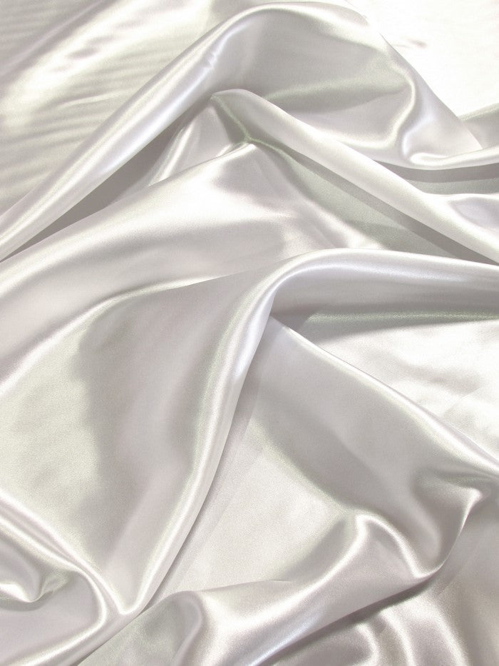 Solid Medium Weight Shiny Satin Fabric / White