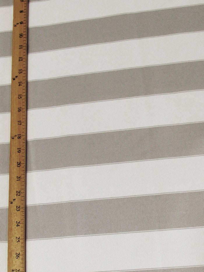 2 Tone Stripe Deck Canvas Outdoor Waterproof Fabric / Light Gray/Ivory / Sold By The Yard