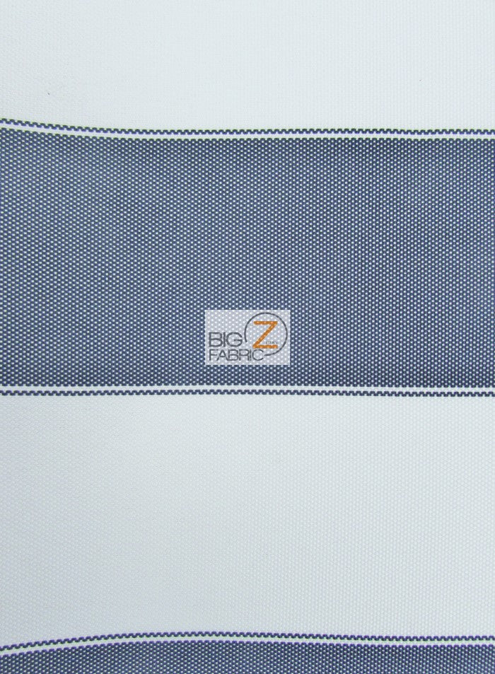 2 Tone Stripe Deck Canvas Outdoor Waterproof Fabric Fabric / Navy/White / Sold By The Yard
