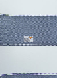 2 Tone Stripe Deck Canvas Outdoor Waterproof Fabric Fabric / Navy/White / Sold By The Yard Closeout!!!