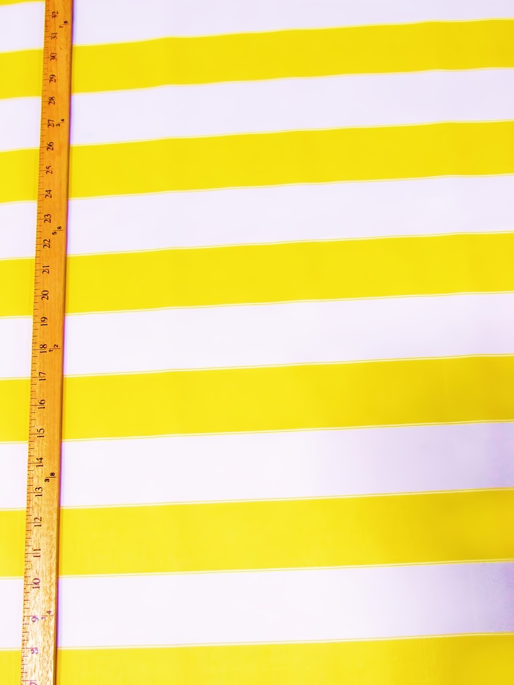 2 Tone Stripe Deck Canvas Outdoor Waterproof Fabric / Yellow/White / Sold By The Yard Closeout!!!