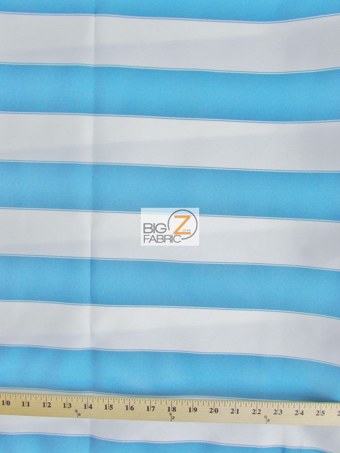 2 Tone Stripe Deck Canvas Outdoor Waterproof Fabric / Aqua/White / Sold By The Yard