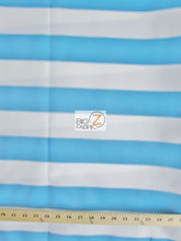 2 Tone Stripe Deck Canvas Outdoor Waterproof Fabric / Aqua/White / Sold By The Yard Closeout!!!