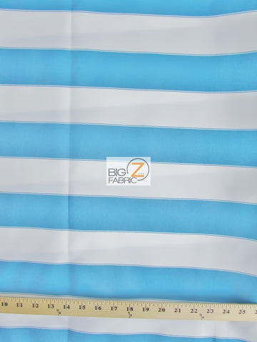 2 Tone Stripe Deck Canvas Outdoor Waterproof Fabric / Aqua/White / Sold By The Yard Closeout!!!