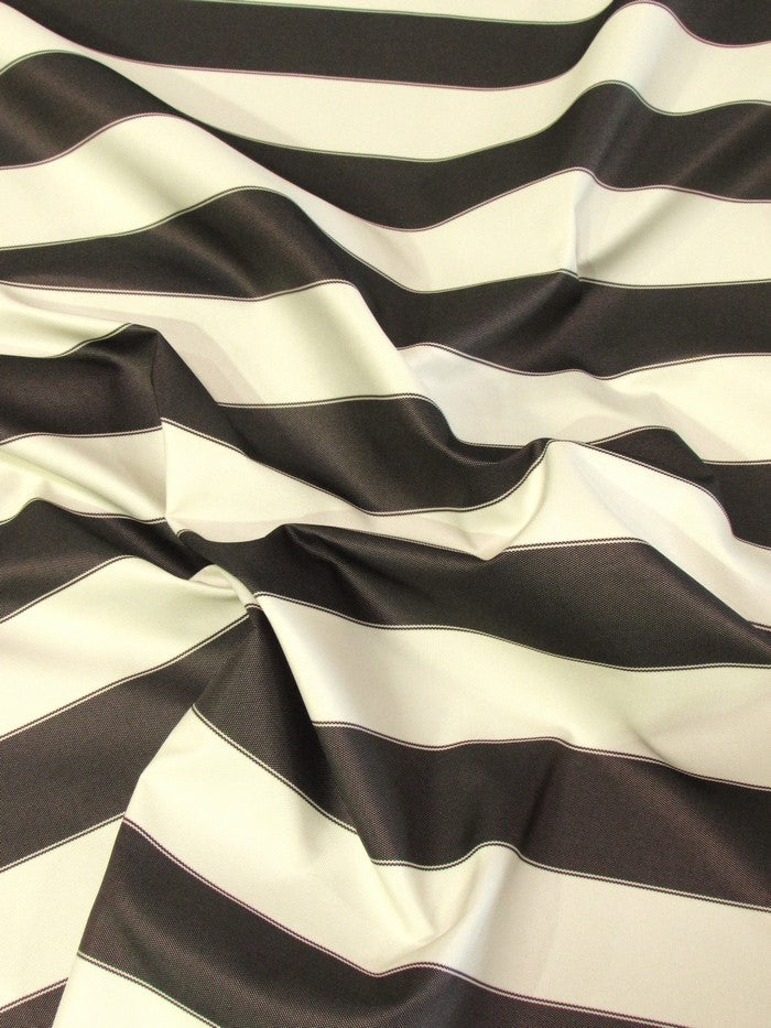 2 Tone Stripe Deck Canvas Outdoor Waterproof Fabric / Black/White / Sold By The Yard