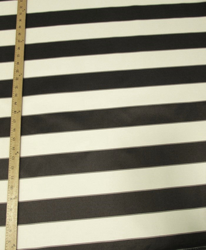 2 Tone Stripe Deck Canvas Outdoor Waterproof Fabric / Black/Off White / Sold By The Yard