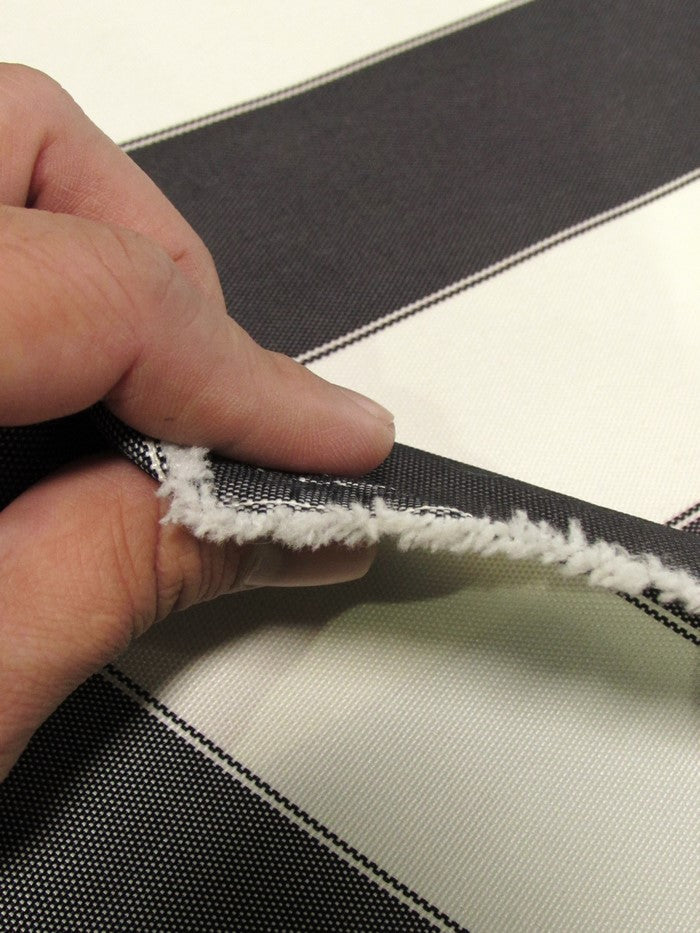 4" Stripe Canvas Deck Outdoor Waterproof Anti-uv Vinyl Fabric / Dark Gray/Ivory / Sold By The Yard