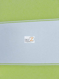 2 Tone Stripe Deck Canvas Outdoor Waterproof Fabric / Lime/White / Sold By The Yard Closeout!!!