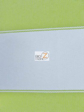 2 Tone Stripe Deck Canvas Outdoor Waterproof Fabric / Lime/White / Sold By The Yard Closeout!!!