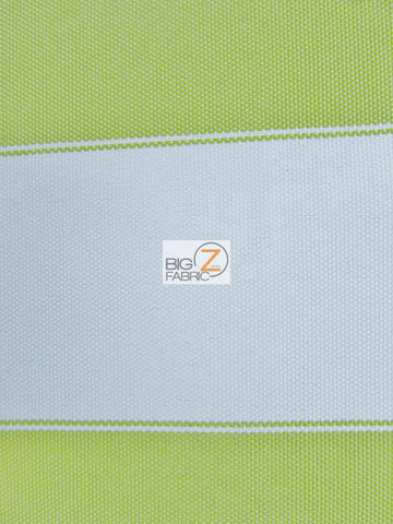 2 Tone Stripe Deck Canvas Outdoor Waterproof Fabric / Lime/White / Sold By The Yard Closeout!!!