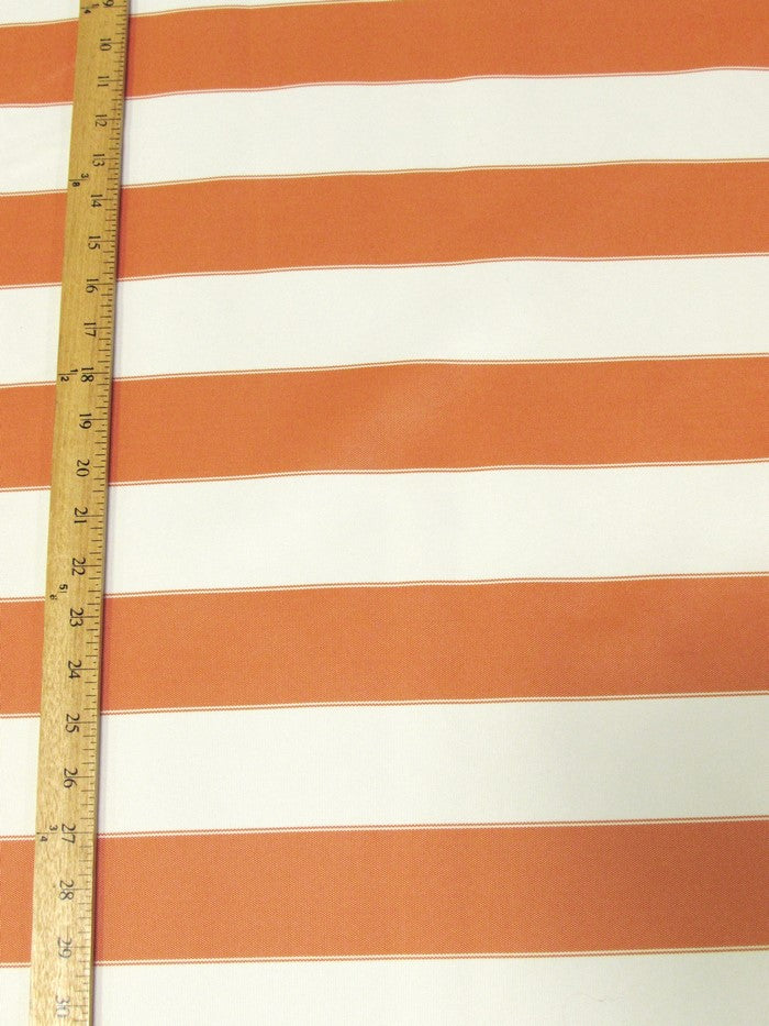 2 Tone Stripe Deck Canvas Outdoor Waterproof Fabric / Orange/Off White / Sold By The Yard