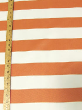 2 Tone Stripe Deck Canvas Outdoor Waterproof Fabric / Orange/Off White / Sold By The Yard Closeout!!!