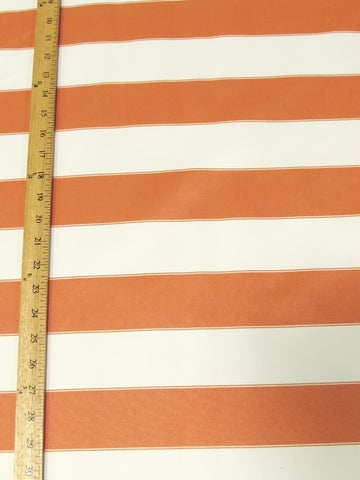 2 Tone Stripe Deck Canvas Outdoor Waterproof Fabric / Orange/Off White / Sold By The Yard Closeout!!!