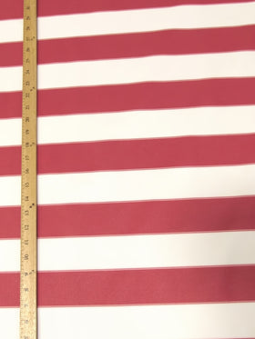 2 Tone Stripe Deck Canvas Outdoor Waterproof Fabric / Red/White / Sold By The Yard Closeout!!!