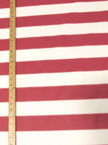 2 Tone Stripe Deck Canvas Outdoor Waterproof Fabric / Red/White / Sold By The Yard Closeout!!!