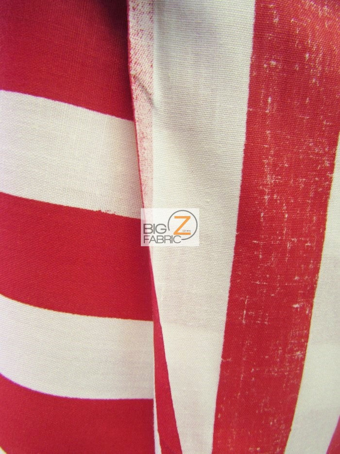 Poly Cotton 1 Inch Stripe Fabric  / Black/Red / Sold By The Yard