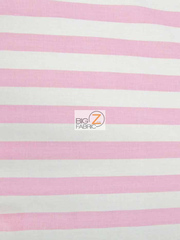 Poly Cotton 1 Inch Stripe Fabric / Pink/White By The Yard