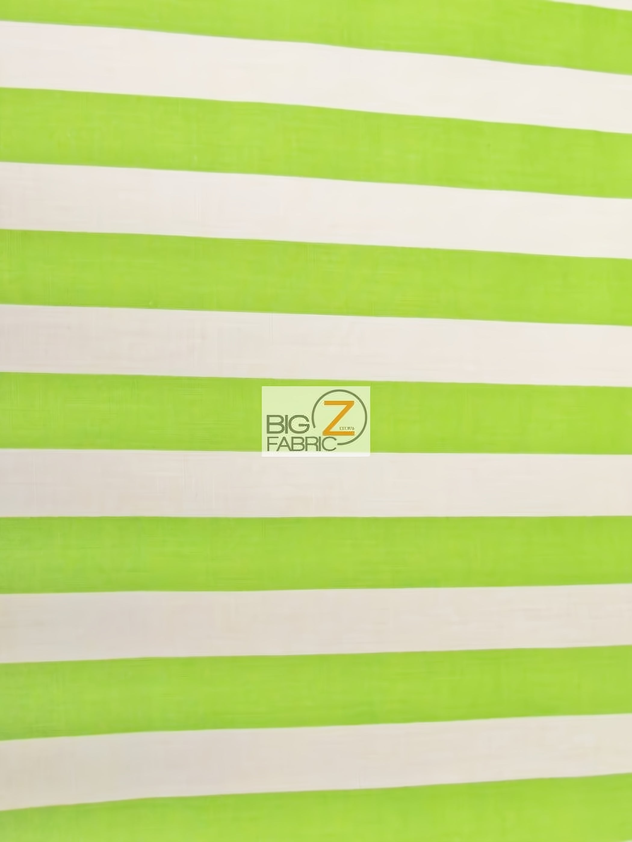 Poly Cotton 1 Inch Stripe Fabric / Lime/White / Sold By The Yard