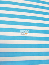 Poly Cotton 1 Inch Stripe Fabric / Turquoise/White / Sold By The Yard