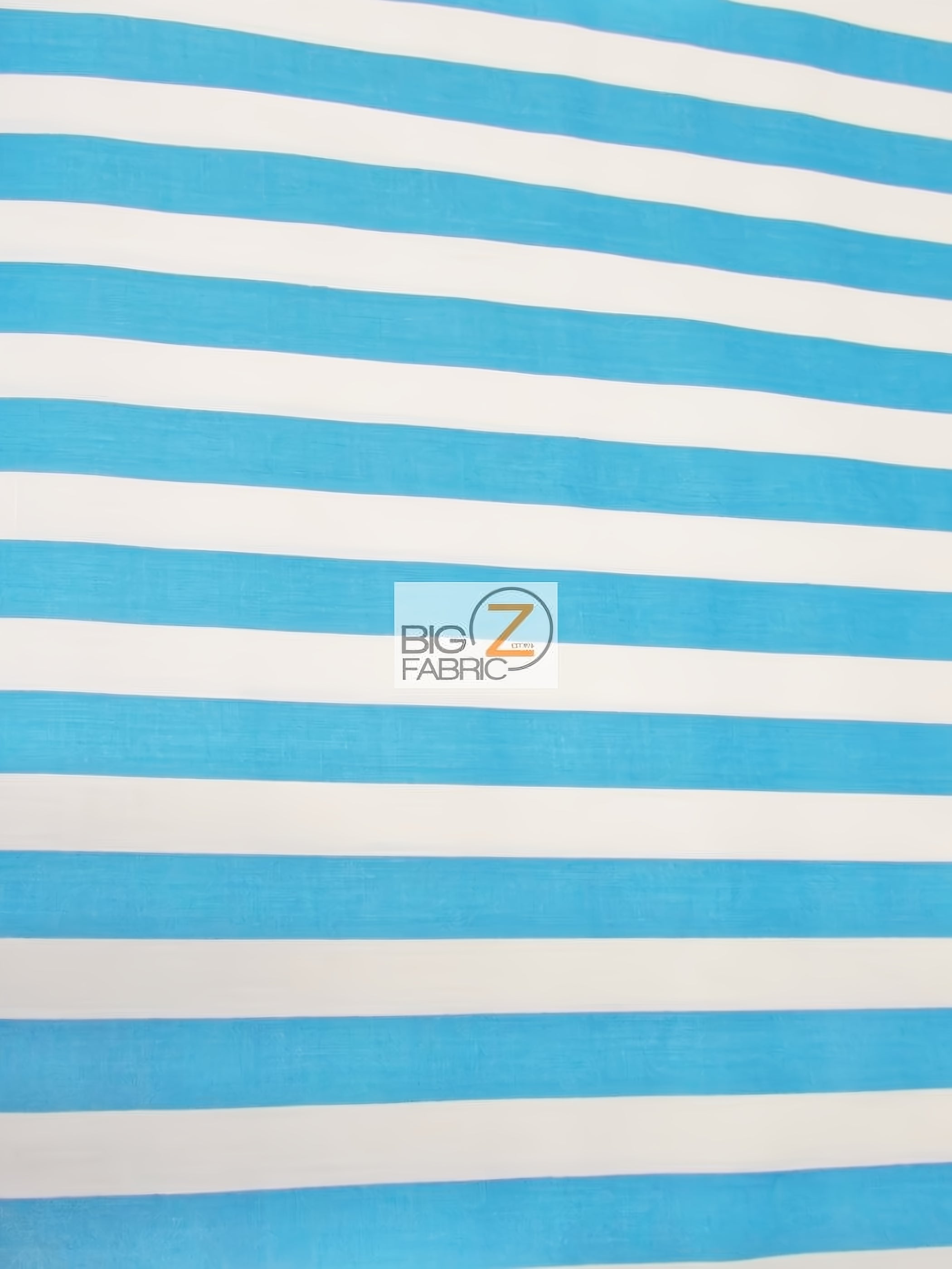 Poly Cotton 1 Inch Stripe Fabric / Turquoise/White / Sold By The Yard