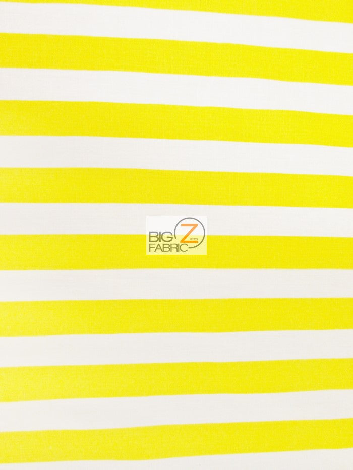 Poly Cotton 1 Inch Stripe Fabric / Yellow/White / Sold By The Yard