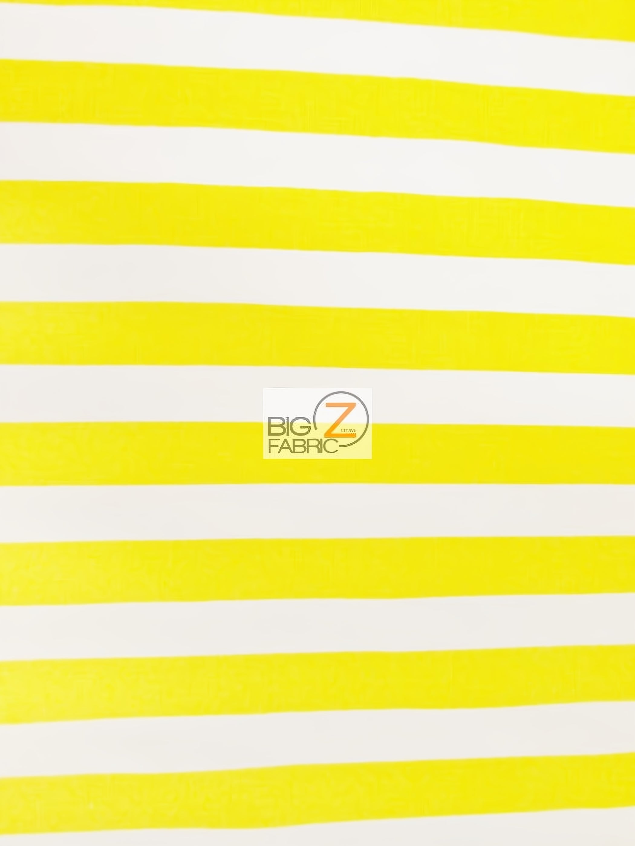 Poly Cotton 1 Inch Stripe Fabric / Yellow/White / Sold By The Yard